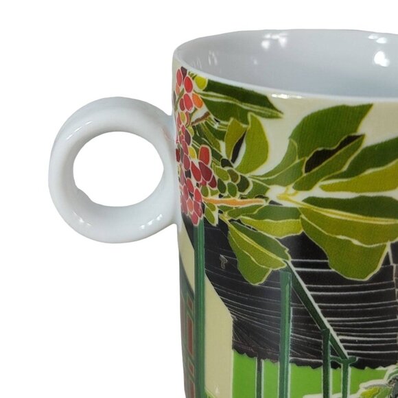 Juan Valdez Cafe Mountains Mug Green 4" Circle Handle Fields Burro Donkey Farmer - Picture 5 of 10